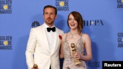 La-La Land filminin baş rol ifaçıları Ryan Gosling və Emma Stone.