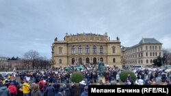 Прага, митинг в поддержку Алексея Навального 23 января 2021 года