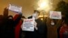 Members and supporters of the Russian Communist Party hold a rally in Moscow