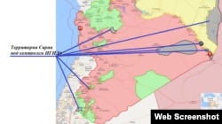 Территории Сирии под контролем ИГИЛ (скриншот из isis.liveuamap.com, 12 декабря 2017 г)