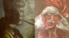 Germany -- A combination of two formerly unknown paintings by German artist Otto Dix are beamed to a wall in an Augsburg courtroom, November 5, 2013