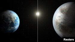 Yer (solda) və Kepler-452b